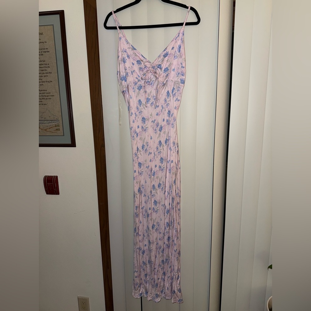 wild fable Pink Maxi Dress with Blue Floral Print